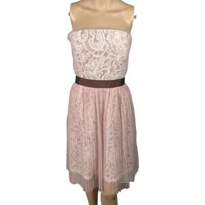 NWT Ryu Strapless Tulle Lace Corset Mini Dress Size L M Champagne Coquette Doll